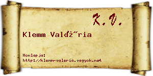 Klemm Valéria névjegykártya